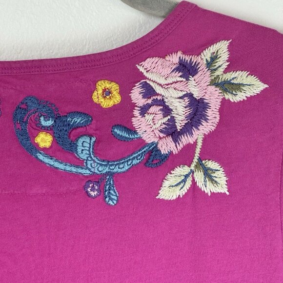 Johnny Was JWLA Women Pink Purple Dress size M Embroidered Floral Tunic Top - Picture 11 of 11